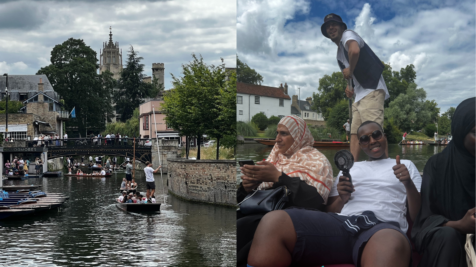 Young People Punt Down The River In Cambridge